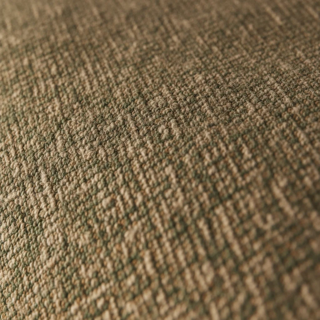 Gros plan sur les fibres d'un tissu d'ameublement avant sa transformation